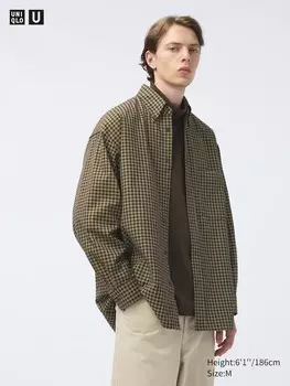 Саржевая рубашка большого размера Uniqlo, желтый