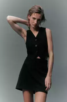 Саржевая юбка H&M, черный