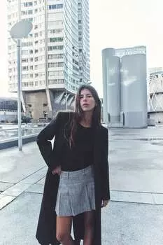 Саржевая юбка со складками ZARA, синий/белый