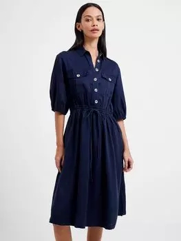 Саржевое платье French Connection Elkie с завязками, морской цвет