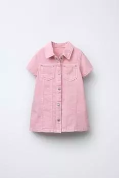 Саржевое платье с карманами ZARA, розовый