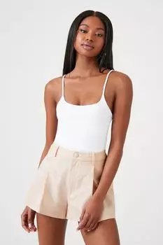Саржевые брючные шорты с высокой посадкой Forever 21, ванилла