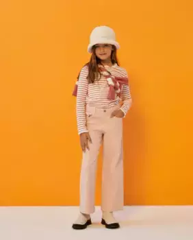 Саржевые брюки для девочки цвета-кюлота Kids El Corte Ingls, светло-розовый