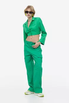 Саржевые брюки карго H&M, зеленый