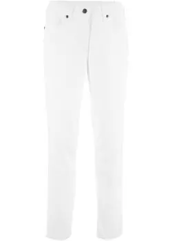 Саржевые брюки с высокой талией и удобным прямым поясом Bpc Bonprix Collection, белый