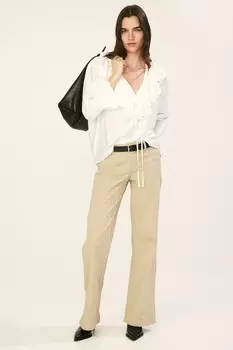 Саржевые брюки с заниженной талией H&M, бежевый