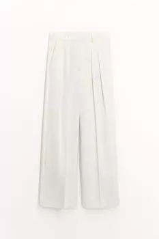 Саржевые брюки со штопкой ZARA, белый