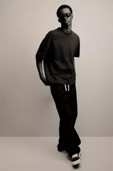 Саржевые брюки свободного кроя H&M, черный