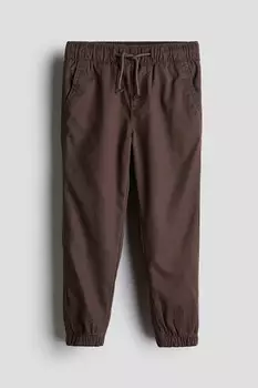 Саржевые джоггеры на подкладке из джерси H&M, коричневый
