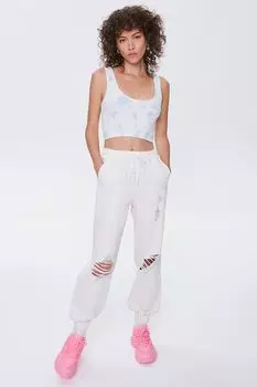 Саржевые джоггеры на шнурке Forever 21, белый