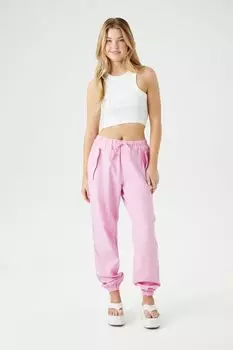 Саржевые джоггеры на шнурке Forever 21, розовый