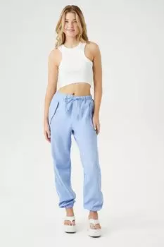 Саржевые джоггеры на шнурке Forever 21, синий