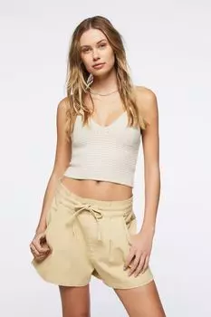 Саржевые шорты из бумажного пакета с завязками Forever 21, хаки