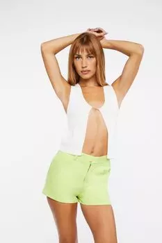 Саржевые шорты со средней посадкой Forever 21, лаймовый