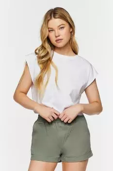 Саржевые шорты со средней посадкой и манжетами Forever 21