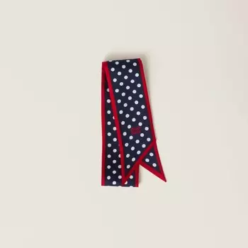 Саржевый шарф с принтом Miu Miu, синий