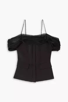Саржевый топ с открытыми плечами и тюлевой отделкой RENAISSANCE RENAISSANCE, черный