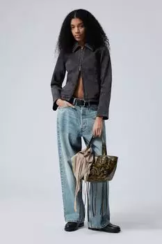 Саржевый жакет с эффектом поношенности Weekday, серый