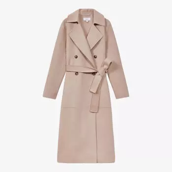 Саша двубортное пальто из смесовой шерсти Reiss, цвет neutral