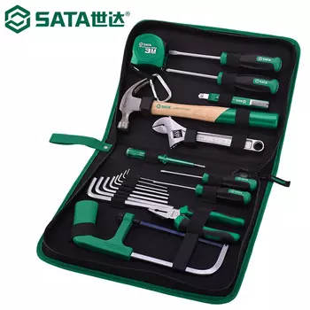SATA 04110 Набор инструментов для домашнего электрика, базовый набор инструментов для ремонта, набор инструментов, 19 предметов