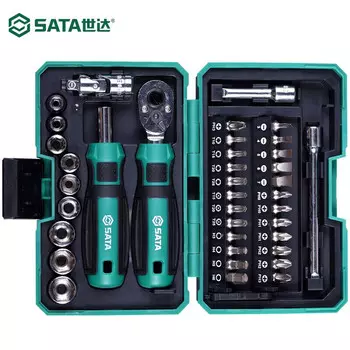 SATA 05498 Полный набор ключей с трещоткой и отвертки, 38 предметов