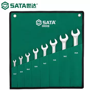 SATA 08009 Набор ключей двойного назначения, двойной открытый ключ, зеркальный набор, набор из 8 предметов