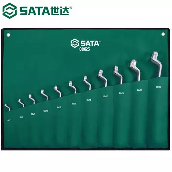 SATA 08023 Набор гаечных ключей, двойной ключ со звездой сливы, набор инструментов, тупой ключ, хромованадиевая сталь, набор из 11 предметов, 6-32 мм