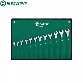 SATA 09040 Набор из 12 полностью полированных быстрых ключей двойного назначения, набор ключей с храповым механизмом