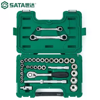 SATA 09099 Набор головок из 32 предметов, инструмент для авторемонта, набор торцевых ключей, набор ключей с трещоткой, серия 12,5 мм