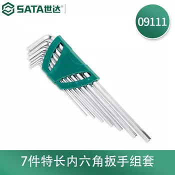 SATA 09111 Набор шестигранных ключей, специальные длинные плоские шестигранные метрические ключи, набор из 7 предметов 1,5–6 мм