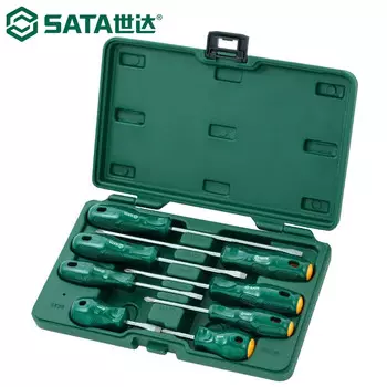 SATA 09306 набор отверток, набор отверток, крестообразная отвертка, бытовая отвертка, ящик для инструментов, сильный магнитный набор из 8 предметов