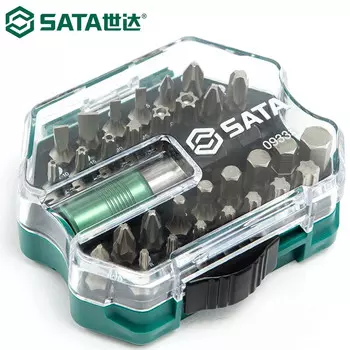 SATA 09333 Набор отверток, набор отверток, набор ветровых бит, набор головок отверток, набор инструментов для ремонта авторемонтных машин, набор из 31 предмета, 1/4 дюйма без ручки