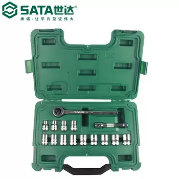 SATA 09525 Набор инструментов для авторемонта из 15 предметов, серия 12,5 мм, набор быстрых ключей с храповым механизмом, набор торцевых ключей, инструмент для ручного ремонта