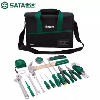 SATA 09555 портативный набор для установки и ремонта из 23 предметов, бытовой гаечный ключ, отвертка, молоток, рулетка