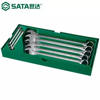 SATA 09907, набор ключей, открытый цвет сливы, набор инструментов двойного назначения, гаечный ключ для цветка сливы, хром-ванадиевая сталь, набор из 8 предметов, 5,5-24 мм