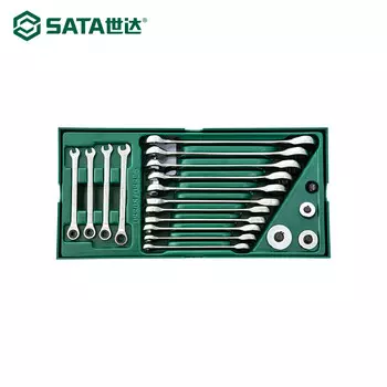 SATA 09908 Набор держателей инструментов, 19 предметов, полностью полированный, быстродействующий ключ двойного назначения