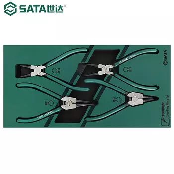 SATA 09911A Набор из четырех предметов: плоскогубцы для стопорных колец, набор держателей инструментов, отверстие для вала, с прямым, изогнутым, плоскогубцы для стопорных колец