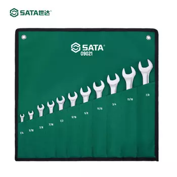 SATA, 11 предметов, полностью полированные двойные ключи дюймового размера, 09021-инструмент с пластиной для гаечных ключей
