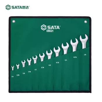 SATA, 11 предметов, полностью полированные двойные ключи дюймового размера, 09021-инструмент с пластиной для гаечных ключей
