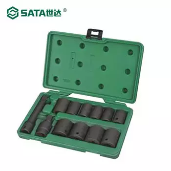 SATA, 12 предметов, серия 12,5 мм, набор британских пневматических головок, универсальный шарнир с храповым механизмом 09008