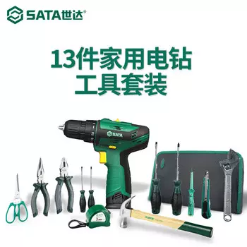 SATA 12 В литиевая батарея, бытовая электрическая дрель, набор электрических отверток, практичный ящик для инструментов, бытовые тиски, разводной ключ