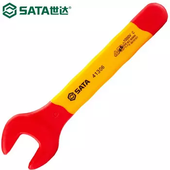 SATA 41306 гаечный ключ с открытым зевом VDE, высоковольтная изоляция, 1000 В, устойчивый к давлению гаечный ключ, хромованадиевая сталь, 6 мм