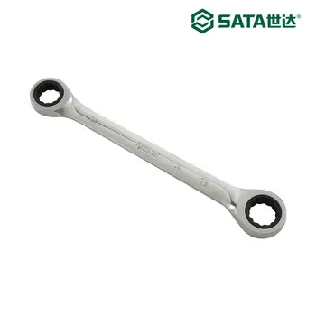 SATA 46206 полностью полированный двойной ключ Torx, двойной ключ двойного назначения, храповой ключ с двойной головкой, 17x19 мм