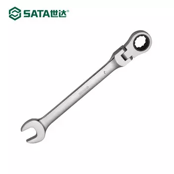 SATA 46408 полностью полированный быстрый ключ с живой головкой, гаечный ключ двойного назначения, рожковый ключ для цветов сливы, 17 мм