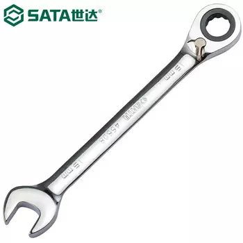 SATA 46608 храповой ключ, двусторонний сливовой открытый ключ, сливовой открытый двойной универсальный быстрый ключ, полностью полированный, большой крутящий момент 15 мм