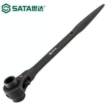 SATA 47312 двухпортовый остроконечный ключ с храповым механизмом двойной Torx ключ двойного назначения хромованадиевая сталь 19x21 мм
