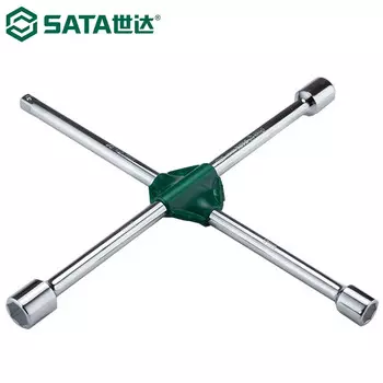 SATA 48101 Крестообразный шинный ключ Автомобильный шинный ключ Головка для разборки и замены шин Инструмент 16 дюймов Хром-ванадиевая сталь 17/19/21 мм 1/2 дюйма