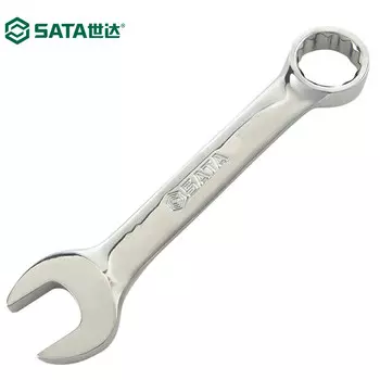 SATA 49205 Ключ короткий двойной двойного назначения, полностью полированный рожковый ключ «цвет сливы», гаечный ключ, хромованадиевая сталь 14 мм