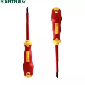 SATA 61221 Изолированная отвертка Phillips с двухцветной ручкой серии T (4 шт.)