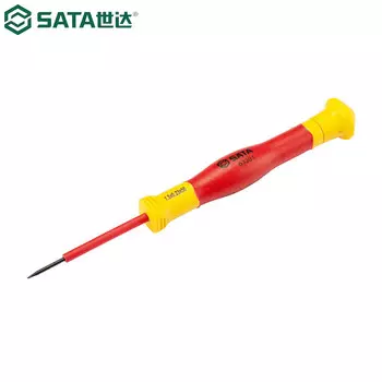 SATA 63304 VDE, двухцветная шлицевая микроотвертка с изолированной ручкой 2,5x0,40x50 мм